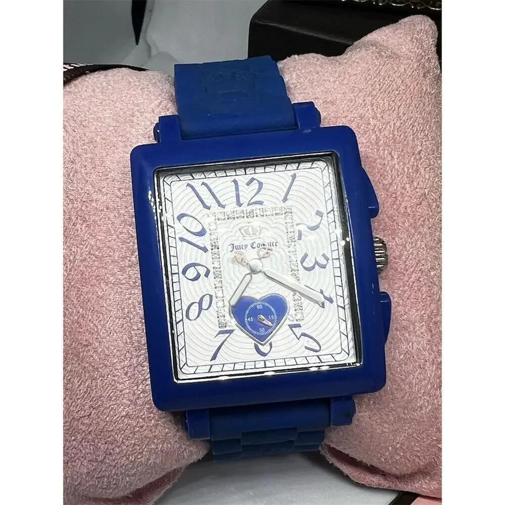Juicy Couture Cobalt Blue Jelly Strap Watch Crystal Y2K - Picture 6 of 6
